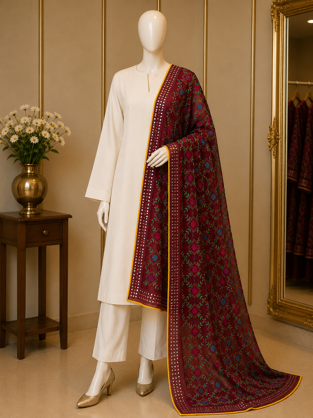 Premium Phulkari Embroidered Dupatta