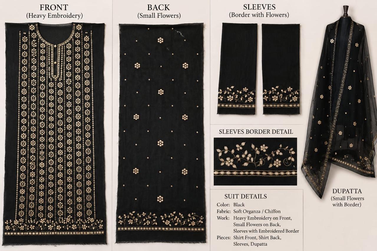 Premium Black Pressed Gota Work 2-Piece