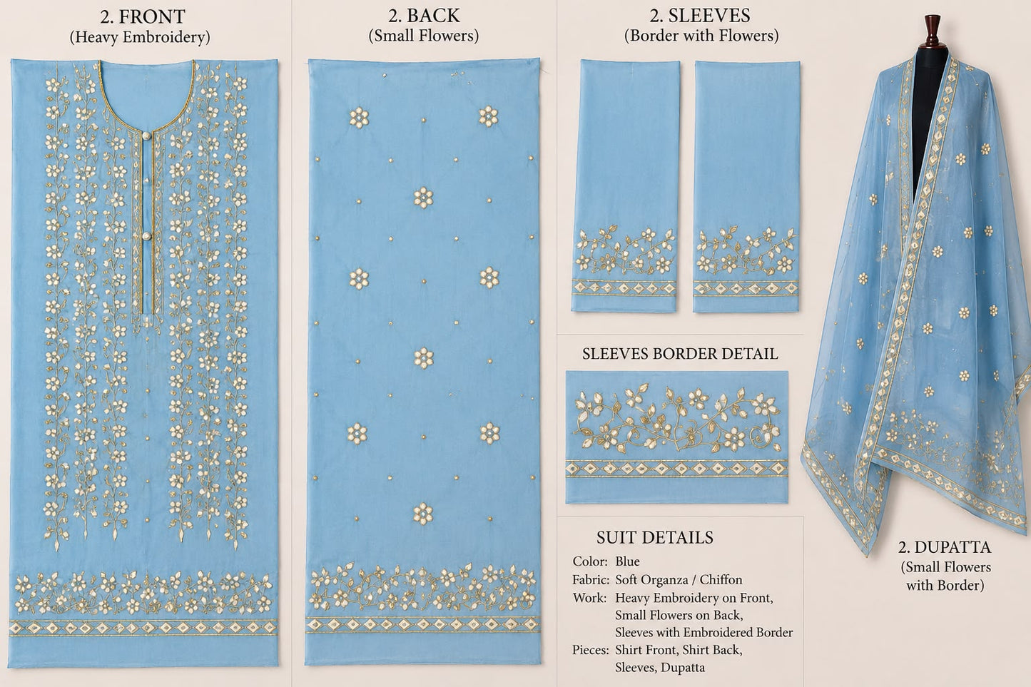 Premium Light Blue Pressed Gota Work 2-Piece