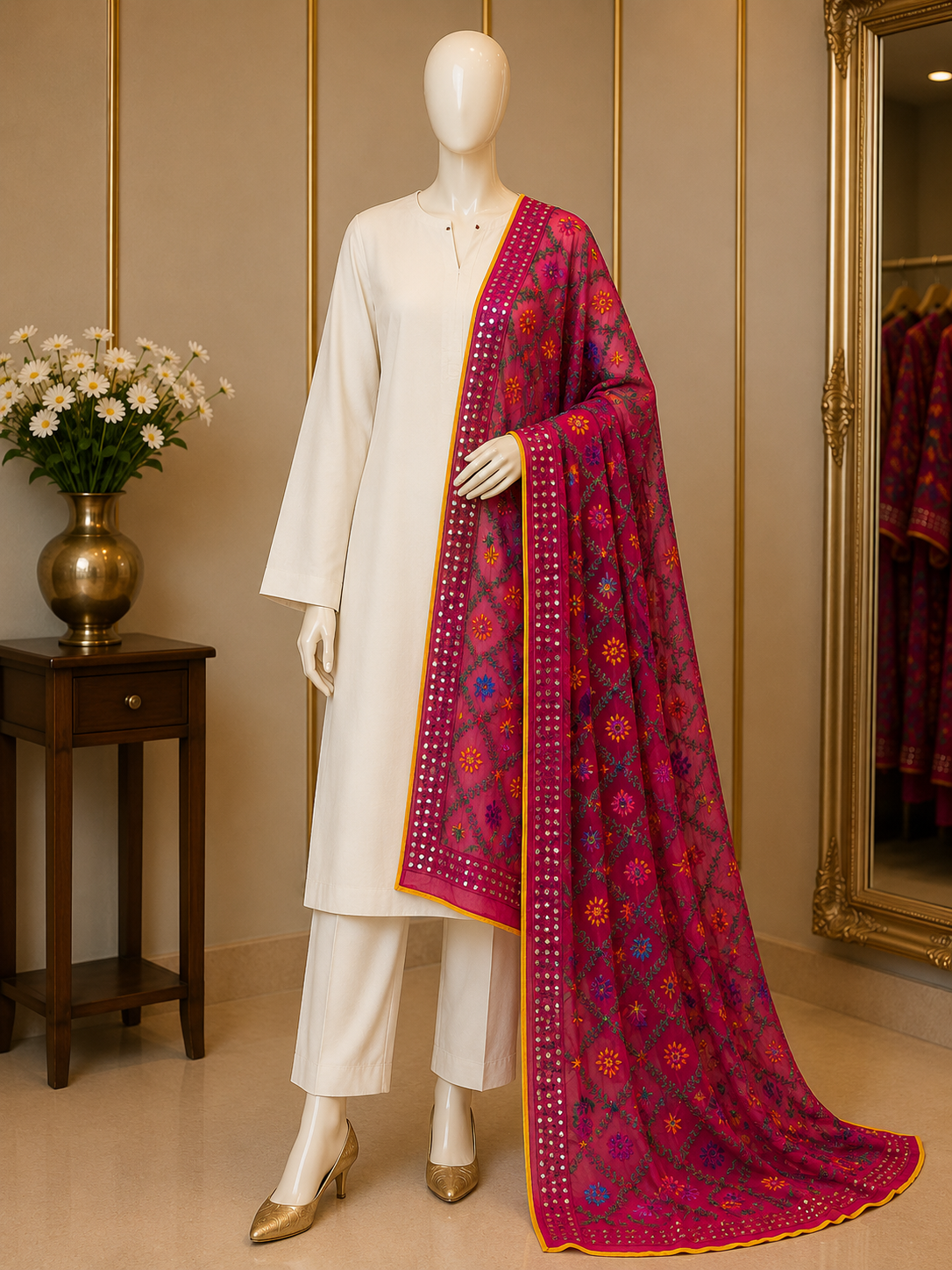 Premium Phulkari Embroidered Dupatta