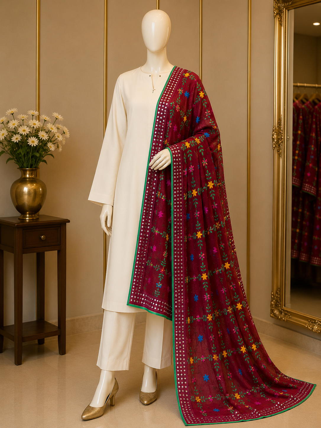Premium Phulkari Embroidered Dupatta