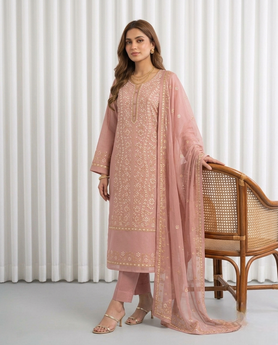 Premium Pink Pressed Gota Work 2-Piece