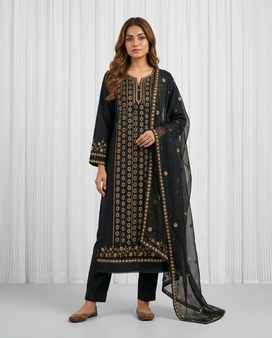 Premium Black Pressed Gota Work 2-Piece