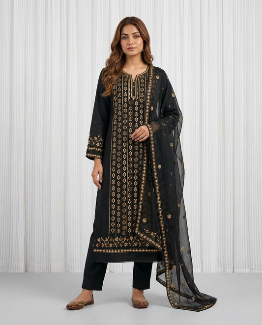 Premium Black Pressed Gota Work 2-Piece