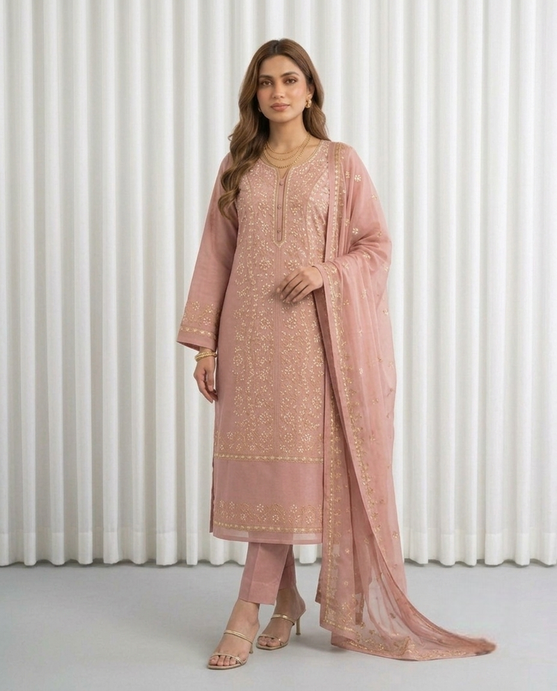 Premium Pink Pressed Gota Work 2-Piece