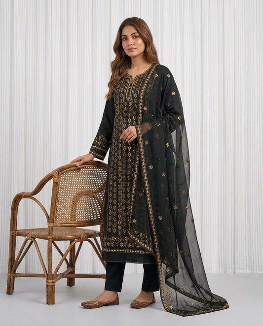 Premium Black Pressed Gota Work 2-Piece