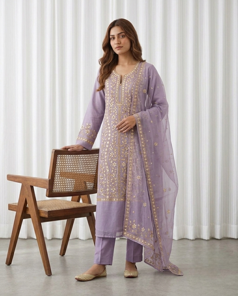 Premium Purple Pressed Gota Work 2-Piece