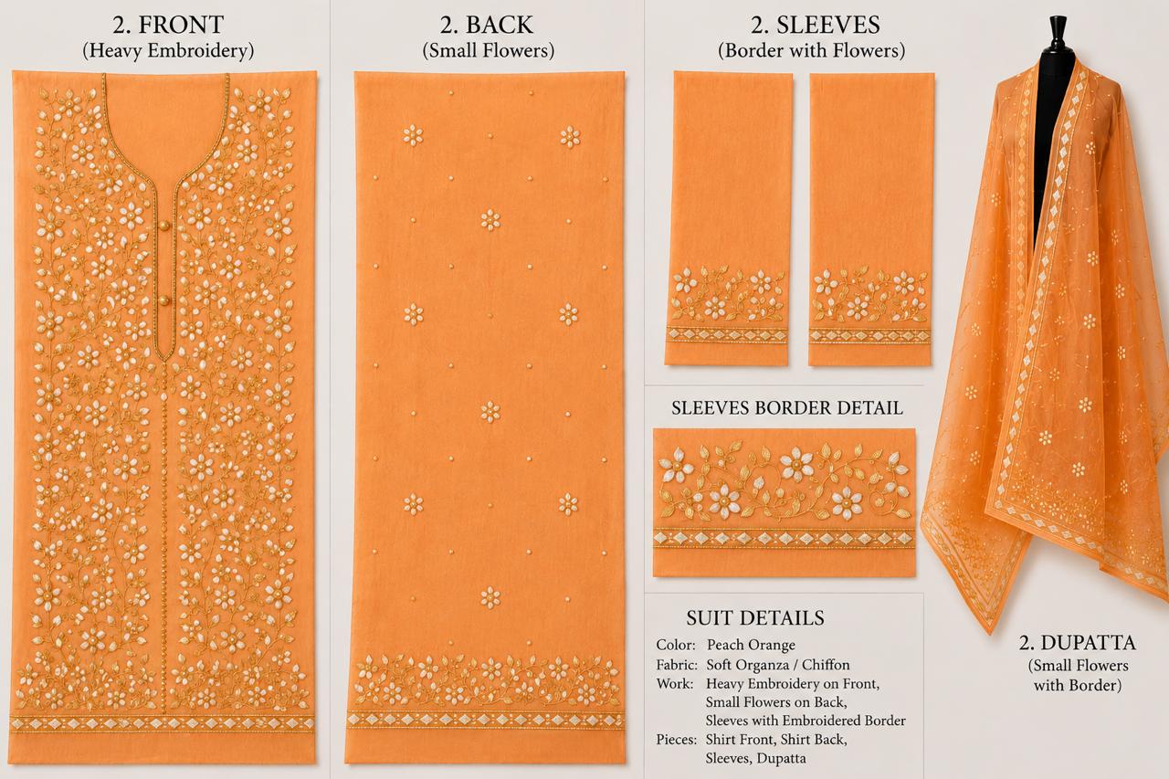 Premium Orange Pressed Gota Work 2-Piece