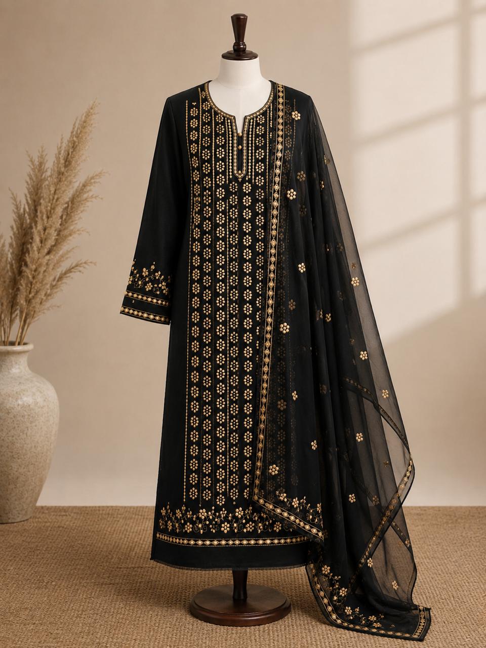 Premium Black Pressed Gota Work 2-Piece
