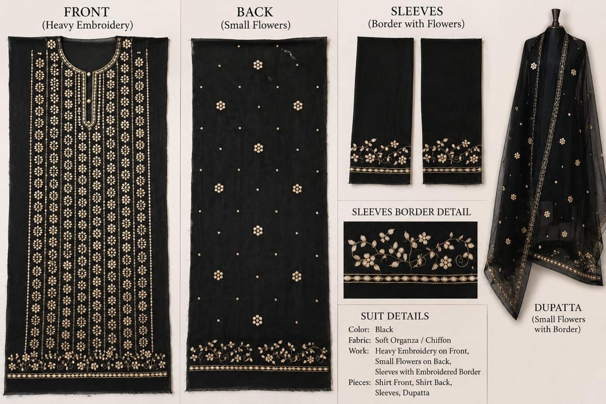 Premium Black Pressed Gota Work 2-Piece