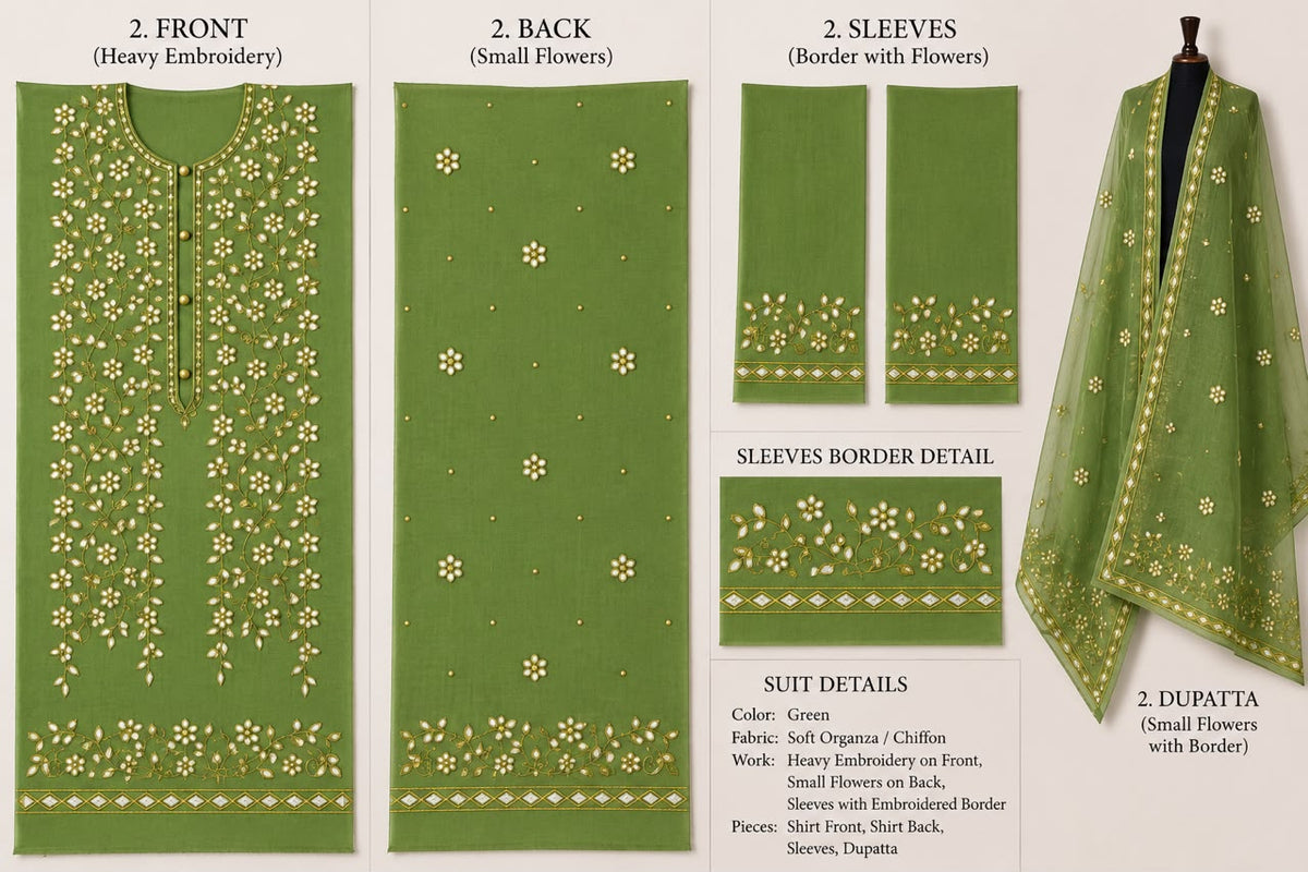 Premium Green Pressed Gota Work 2-Piece