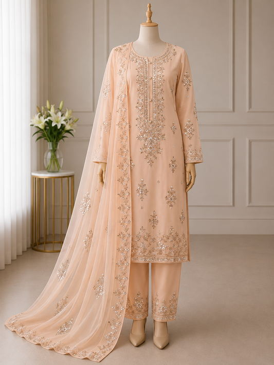 Orange Premium Pressed Gota Work 2-Piece (Shirt and Dupatta)